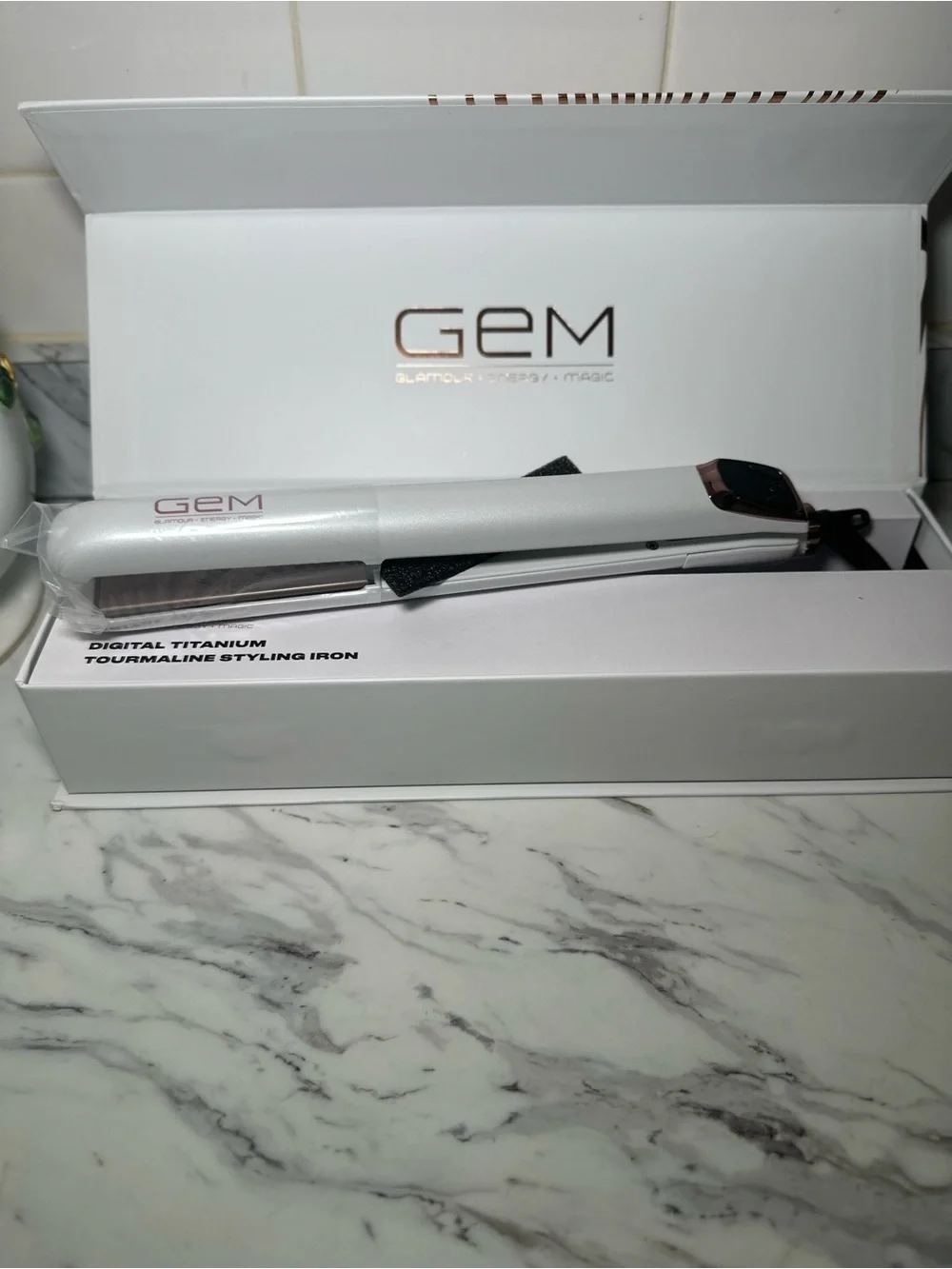 Gem & Harmony White and Pink Digital Titanium Tourmaline Styling Iron